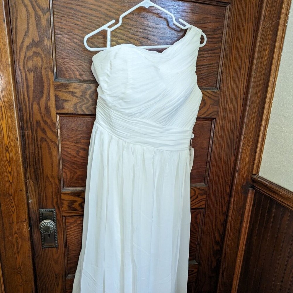 White One Shoulder Simply Bridal XL Wedding Prom Dress
